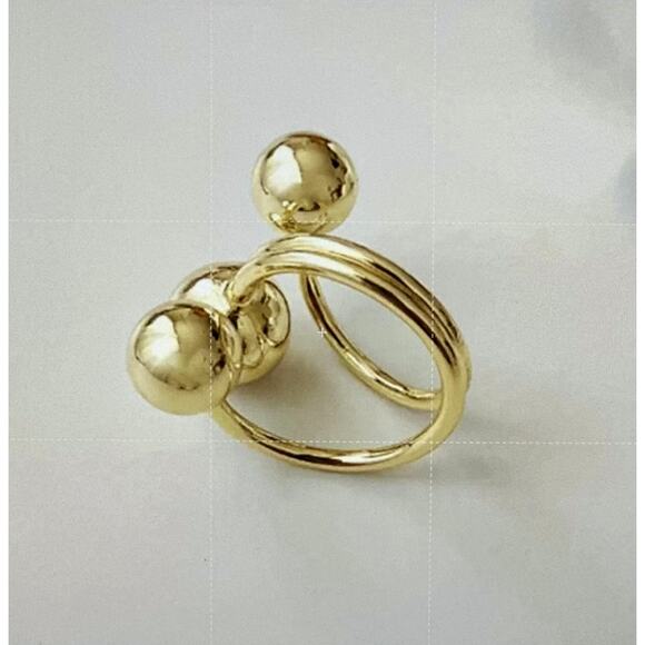 Golden Exaggerated Three Ball Open Ring One Size Golden - Picture 2 of 7